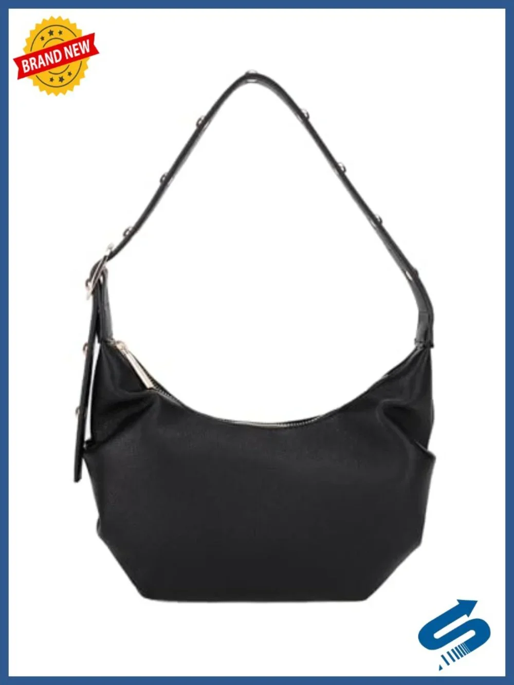 Faux Leather Crescent Hobo Bag Adjustable Strap Vegan Leather